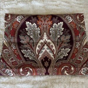 Pottery Barn Paisley Table Runner in Burgundy, Cream and Rust Accents